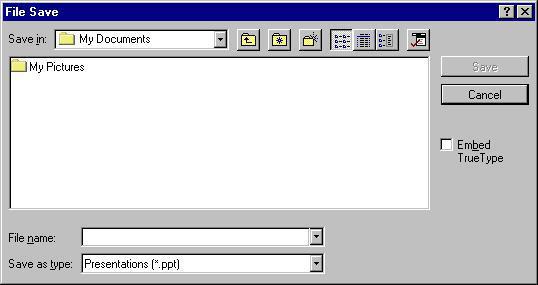 Окно сохранения документа в Windows 95.