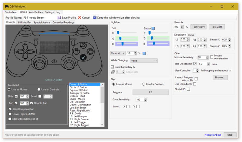 Скриншот DS4Windows с сайта программы